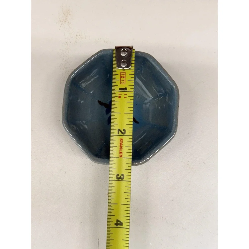 Vintage Blue Art Pottery Nesting Measuring Bowls Stoneware MCM Kitchen Set Of 4